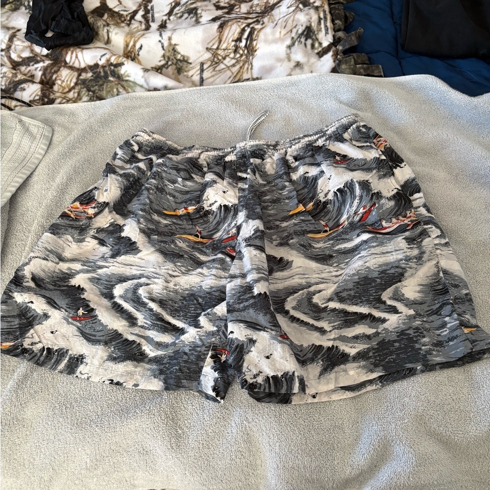 Men's Swim Trunks with Wave Pattern